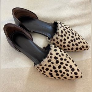 Jenni Kayne D’orsay Flats Ivory Cheetah Calf Hair & Brown Leather Size 5/35